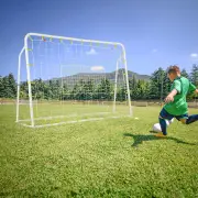 Costway2-in-1 Kids Soccer Rebounder and Soccer Goal with Rebound Net and Soccer Net-White