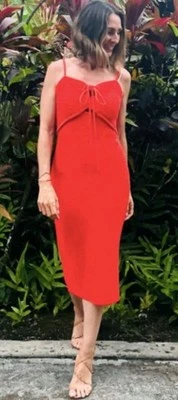 House of Harlow Crochet Knit Cutout Midi Dress Orange Size S NWT