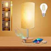 Bedside Lamp, A+C Charging Ports Touch Control Table Lamp, 3 Way Dimmable, Bedside Table Lamp for Bedroom, Living Room, Dorm, Office (LED Bulb Included)