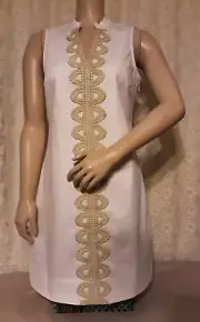 Mud Pie Dress Sz Sml White Gold Trim NWT