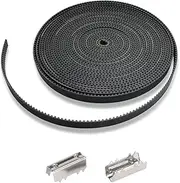 Lokkr 3D Printing GT2 Timing Belt Set, 5 Meters GT2 Open Timing Belt 2mm Pitch 6mm Width Rubber Fiberglass and 2 Pcs Open Belt Clip, 3D Printer Accessories for RepRap Prusa Mendel CR-10 Ender 3 V2