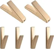 Row of Hooks for Wall Hook Gold, 5 Individual Square Back Pole Gold Coat Hooks Brass, Large Antique Brass Coat Hooks, Heavy Duty Brass Cup Coat Hooks, Screw in Door Hooks for Interior Doors