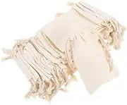 BUGUUYO 50pcs Drawstring Bag Drawstring Pocket Clothes Bags Small Cloth Bags Mini Drawstring Bags for Drawstring Pouch Tea Party Drawstring Bag Jewelry Bags Drawstring Beige Fabric