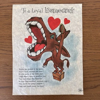 Vintage VINEGAR VALENTINE Sharp Darts LOYAL DEMOCRAT Penny Dreadful Insult Poem