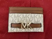 Michael Kors Reed Large Pebbled Leather Card Holder Gold Hardware Wallet