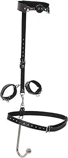 Silent Vibrating BDSM Handcuffs Anal Hook Mouth Plug Collar Bondage Kit Adults Games Sex Adjustable Size Leather Metal Butt Plug Flirt