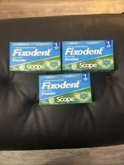 x2 Fixodent Extra Hold Denture Scope Adhesive Powder - 1.6 oz NEW Exp 08/31/27