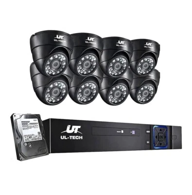 HD 8 Channel DVR IP System Home CCTV Security Dome Camera with 1TB Hard Drive, B