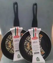 NEW LUMENFLON Italy 2 PC Lot 24cm Deco Ceramic Non-Stick Frying Pans