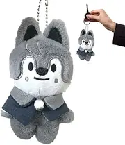 GYHWOFUL Wolf Plushies Keyring Stray-Kids 10 cm, Sk-Zoo Plush Keychain, Cuddly Toy, Soft Plush Pendant, Plushies Toy, Car Key Ring, Gray, Schlüsselanhänger