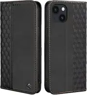 CXTCASE Case for iPhone 15, Shockproof PU Leather Flip Folio Cover with Card Slots, Magnetic Wallet Case for iPhone 15, Black
