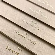RUN2PRINT (36 Pack) Thank You Cards with Envelopes & Gift of 36 Foiled Stickers - Elegant Emboss Rose Gold Foil Pressed Blank Notes Wedding All Occasion Cards (Beige) (R2P-TY)