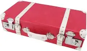 Vintage Suitcase, Antique Decorative Storage Chest Travel Trunk, Ideal Present for Weddings Keepsakes, for Home Decor or Film Prop (Rose Red)