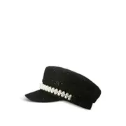 [Maison Michel] Maison Michel Pearl-embellished Cap S BLACK