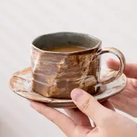 在飛比找ETMall東森購物網優惠-日式粗陶手工vintage咖啡杯碟