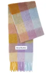 Acne Studios Vally Checked Alpaca-blend Scarf - Lilac One Size
