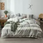 Bedding Set 4 Pcs Cotton Linen Feel Duvet Cover Flat/fitted Sheet Pillow Shames