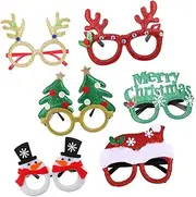 [Parliky] 6pcs Christmas Glasses Party Decorative Eyeglasses Redineer Eyeglass Christmas Party Glasses Santa Xmas Party Eyewear Xmas Glasses Decor Xmas Party Glasses Product Cloth