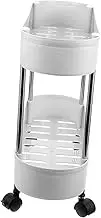 ERINGOGO 2-Tier Storage Rack for Beauty Salon Home Movable Roller Stand Double Layer Plastic Storage Rack