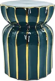 Furniture Outdoor Furniture Indoor Garden Decor Vacuum Titanium-Plated Ceramic Stool With Gold Rim, Shoe-Changing Stool, Household Ceramic Drum Stool, Garden Decoration Stool, Both Indoor And Outdoor
