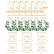 18 Pcs Bridesmaid Proposal Gifts 18pcs Green Scrunchies & Gold Bracelet Clips