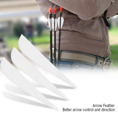 (White)12 PCS Archery Arrows Feather 3 Inch Archery Fletchings Real Turkey HR
