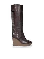 Brown Leather Wedge Boots