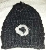 Girls Accessory Beanie Style Black Gray Flower Trim Frontal Head Cover 1 Size