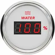 ELING 2'' Water Level Gauge 240-33ohm Signal with Red Backlight 9-32V for Cars Boats (240-33ohm Digital, White+Stainless Steel)
