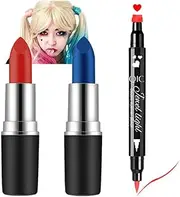 Mysense Face Paint Kit for Halloween Harley Costume Cosplay Party Makeup for Women Girls Kids, Blue & Red Face Body Painting Cream Blendable Sticks Liquid Eyeliner Stamp Pen Accessories Set