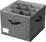Shoe Organizer for Closet, Shoe Storage Bins with Clear Cover for up to 12 Pairs, Adjustable Dividers Included Space-Saving Shoe Rack, Grey