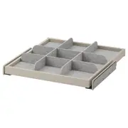 KOMPLEMENT pull-out tray with divider, grey-beige/light grey, 50x58 cm