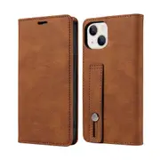 Flip Phone Case Wrist With Phone Leather Case iPhone Case For iPhone-Brown