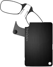 ThinOptics Reading Glasses + FlashCard Case | Black Frame, 1.50 Strength Readers