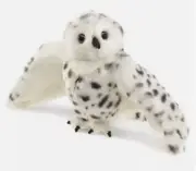 Folkmanis Snowy Spotted Owl Hand Puppet-22” Wingspan Head Turns 360 Degrees Baby