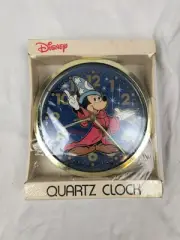 Vintage 1991 Sunbeam Fantasia Wall Clock Gold Tone Sorcerer's Apprentice Mickey
