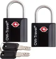 OW-Travel Lock with Key Suitcase Lock Padlock Luggage Lock Security Lock Key Lock Theft Secure Lock TSA Lock for Travel Suitcase Locker Backpack Luggage: 2 Black