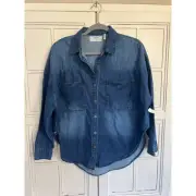 NWT One Teaspoon size XXS oversized denim button down shirt