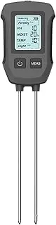 Soil pH Tester,Plant Soil Temperature Gauge - Digital Earth Temperature Detector for Potted Plants Fruits, 5-in-1 Dirt Fertility Testing Device