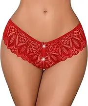 [Avidlove] Lace Panties for Women Rhinestone Cheeky Briefs Criss Cross String Hipster Underwear