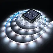Solar LED Strip Lights Outdoor Waterproof 19.6FT 180 LED White Solar Powered Tape Rope Light for Outside, Garden, Pool, Stair, Step, Gazebo, Canopy, Accent Lighting (Upgraded Version)