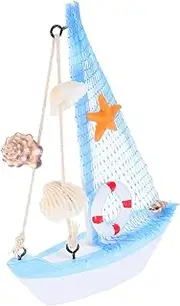 RORPOIR Mini Sailboat Model Ornament Nautical Decor for Home Beach Party Classroom and Photography Props Coastal Style Wooden Sailing Boat Decoration