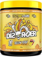 Faction Labs Disorder Original Pre Workout Powder, Yellow Fever, Sugar Free Caffeinated Gym Supplement, 50 Serves, 450g