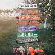 VABAMNA Halloween Decorations Outdoor Yard Sign - 7pcs Directional Signs Scary Halloween Yard Street Sign with Spider Webs for Halloween Party Supplies Wall Lawn Garden Decor