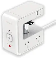 PHILIPS Desk Table Clamp Powerboard, Desktop Edge Mount Charging with 4x10A Outlets + 2xUSB A +2xUSB C (8 Devices), Overload Surge Protector, 1.2m Extension Cord Desktop Power Board with USB C