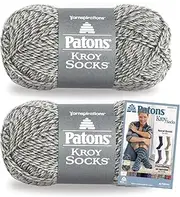 Patons Kroy Socks Yarn, 2-Pack, Grey Marl Plus Pattern