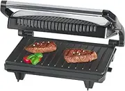 [Bomann] MG 2251 CB Electric Contact Grill, Multi Grill, Electric Grill for Double-Sided & Grease-free Grilling, Non-Stick Plates, Cable Winder, 700 W, Stainless Steel