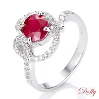 在飛比找momo購物網優惠-【DOLLY】1克拉 緬甸紅寶石14K金鑽石戒指(020)