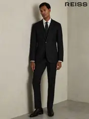 Reiss Black Aspire Slim-Fit Wool Suit Trousers (AC9333) | $240