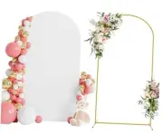7.2 FT Wedding Arch Backdrop Stand and Arch Cover, Metal Arch 7.2x4FT White